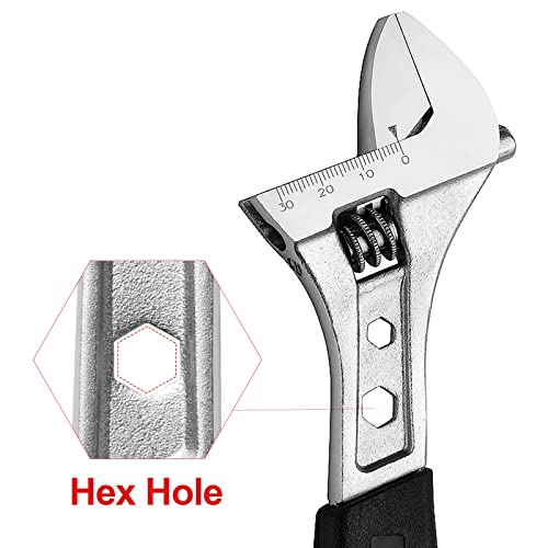 Jetech 8 Inch Adjustable Wrench with Softgrip Handle, Professional Shifter Spanner, Wide Caliber Opening, Chrome Vanadium Steel, Rust-Resistant Finish - size: 8 Inch