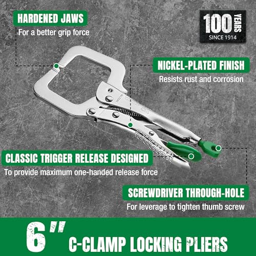 SK 6" C-Clamp Locking Pliers with Regular Jaws, Vice Grips - size: 6"