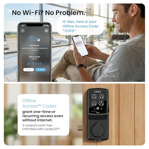 Lockly Secure Plus Smart Deadbolt Lock with 3D Biometric Fingerprint - color: Matte Black