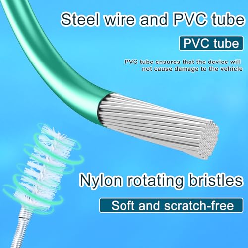 Car Sunroof Drain Cleaning Tool, Extra Long Flexible Wire Cleaner Unclogger with Straight Brush Syringe Leather Hose & Sponge for Auto Sun Roof Cover Windshield AC Line Pipe Detailing