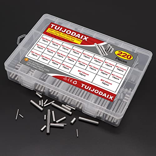 220Pcs 304SS Dowel Pin Assortment Kit M2-M5 Shelf Support Pins - size: M2/M3/M4/M5