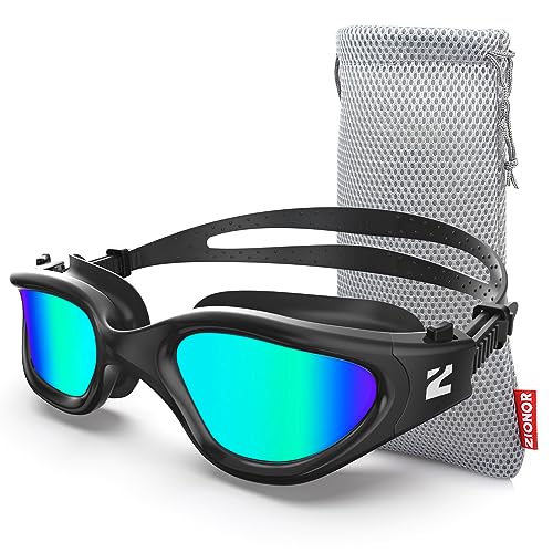 ZIONOR Swim Goggles, G1 SE Swimming Goggles Anti-Fog for Adult Men Women - color: A5-gold Lens Allblack Frame