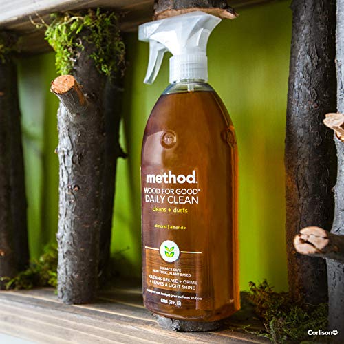 Method Daily Wood Cleaner, Plant-Based Formula that Cleans Shelves, Tables, and Other Wooden Surfaces While Removing Dust & Grime, Almond Scent, 828 ml Spray Bottles, Packaging May Vary (Pack of 2) - size: 28 Fl Oz (Pack of 2)
