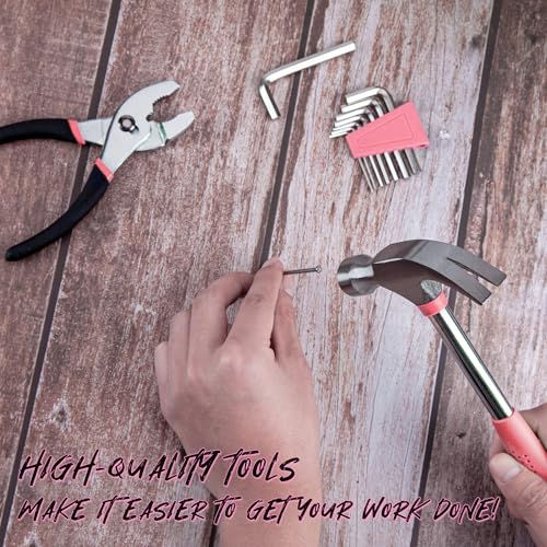 CARTMAN 39-Piece Household Tool Set, pink Hand Kit With Storage Case - color: pink