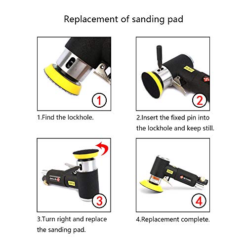SI FANG Black 2" 3" Mini Orbital Air Sander & Polisher Kit for Auto Body Work - style: 2"3" Buffer Kit