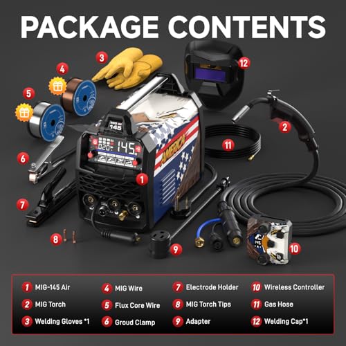 ANDELI 4-in-1 MIG Welder with 2.4GHz Wireless Remote 145A，110V/220V - color: Blue2
