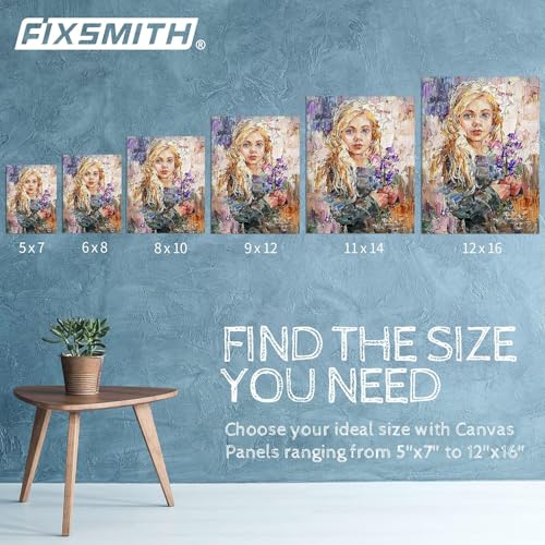 FIXSMITH Canvas Boards for Painting Multi Pack- 5x7,8x10,9x12,11x14 (8 of Each),Set of 32, 100% Cotton Primed Canvas Panels for Acrylic, Oil, Art Supplies for Kids, Adults, Beginners - size: 5x7, 8x10, 9x12, 11x14