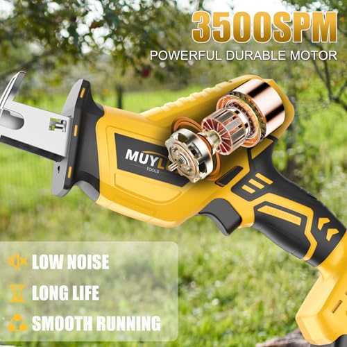 Cordless Reciprocating Saw, Electric Saw with Battery and Charger, 20V Battery Power Saws, 0-3500 SPM Variable Speed, Tool-Free Change, 4 PCS Blades for Wood PVC Metal Pipe Tree Cutting, 2 Batteries - style: 2 Batteries