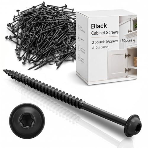 Frienda 2 Pound White Cabinet Screws Bulk #10x3'' Approx. 150 Pcs - color: Black, size: #10x3 Inch