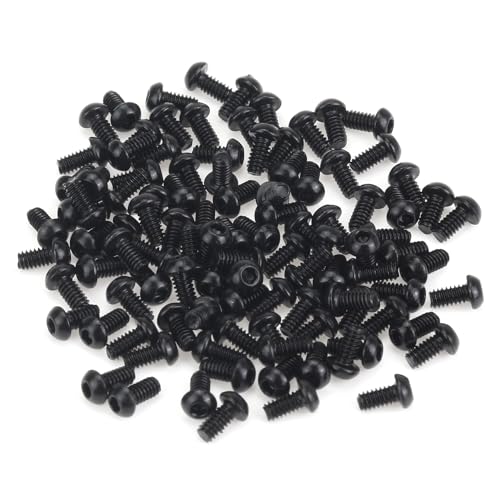 105 Pieces M2 x 4mm Button Head Socket Cap Screws, Thread Pitch 0.4mm, Sutemribor M2 Black Screws, 10.9 Grade Alloy Steel, Black Oxide Finish, Fully Threaded - size: M2 x 4mm, style: Button Head