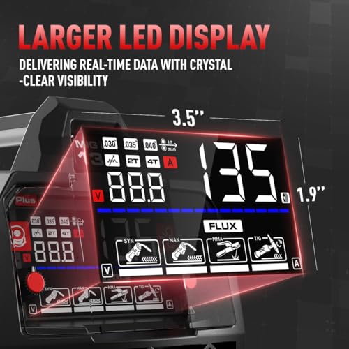 ANDELI 110V/220V MIG Welder 135A ，PULSE Flux Core/Lift TIG/Stick 4-in-1 - color: Red1