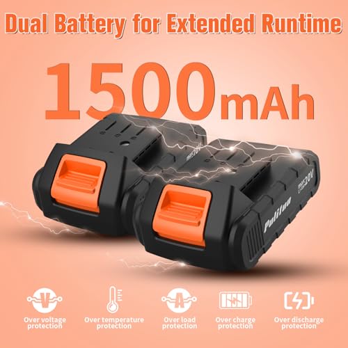 PULITUO 20V Cordless Drill/Driver, 2 Batteries Electric Screwdriver, 30Nm Power Drill Driver, 21+1 Torque, 2 Speed, 3/8"Keyless Chuck, power Drill with LED Light, Drill Driver Kit for Home (Orange) - style: 20V Drill (orange)-double