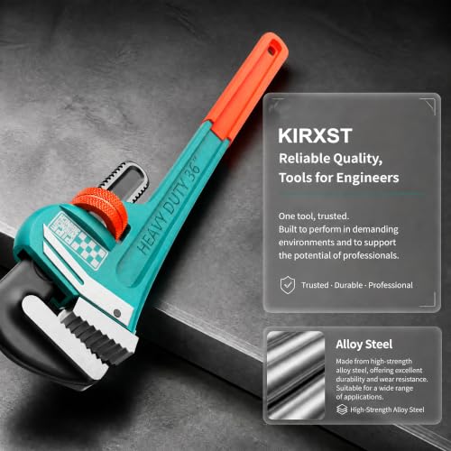 Heavy Duty Pipe Wrench, 36" Adjustable Straight Plumbing Wrench, High Drop-Forged jaws, Professional Pipeline Tool for Water Pipe Fittings, Mechanical assembly, Workshop Operations - size: 36inch