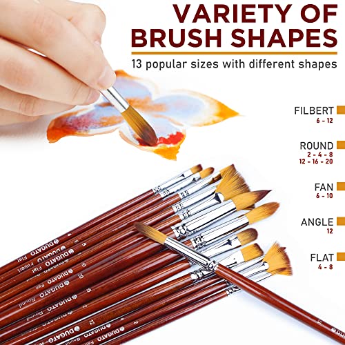 DUGATO Artist Paint Brush Set, 13-Piece Long Handle Oil Paint Brushes