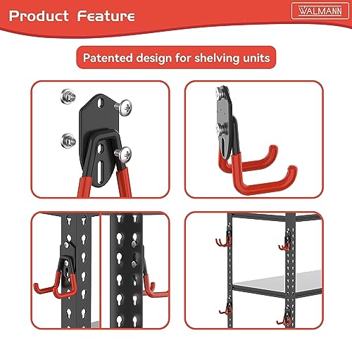 WALMANN Garage Storage Hooks, Wall Mount Utility Hooks for Tools - style: Orange-red Hook