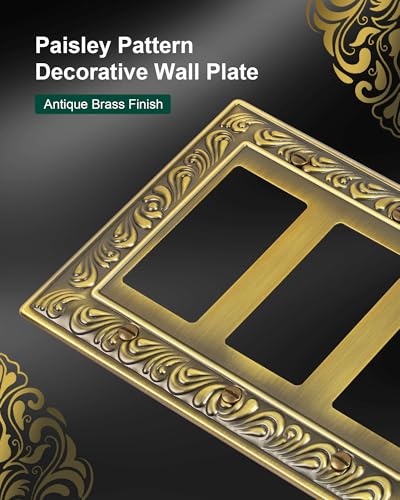 2-Pack Paisley Pattern Triple Decorator Outlet Cover Plate - style: 3 Decorator 2PK