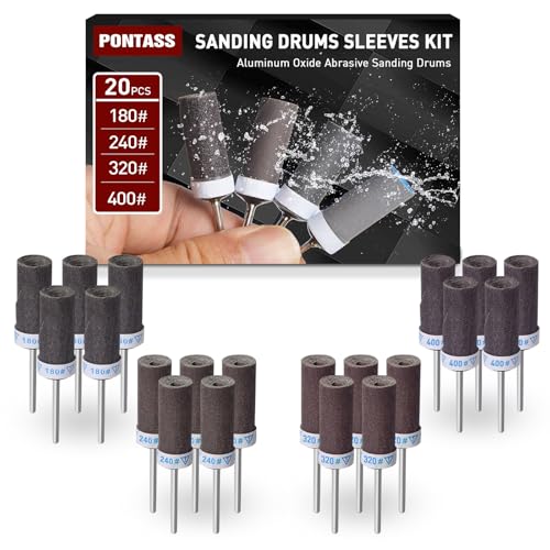 20Pcs-Mixed Grits Sanding Drums Set for Dremel Rotary Tool - style: 180 240 320 400 Grit