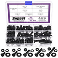 Swpeet 180Pcs 1/4-20" x 1/2" to 1-1/2" 5 Sizes Black Zinc Finish Carbon Steel Grade 8 USS Nut Bolts Assortment Kit, Heavy Duty Bolt Nut and Washer Assortment Coarse Thread Hex Head Cap Screws Bolt - size: 1/4 Inch