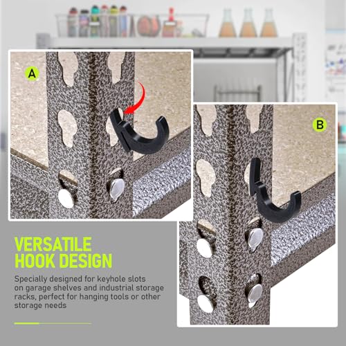 Garage Shelving Hooks 16Pcs L J Shape for Keyhole Slots Storage Rack