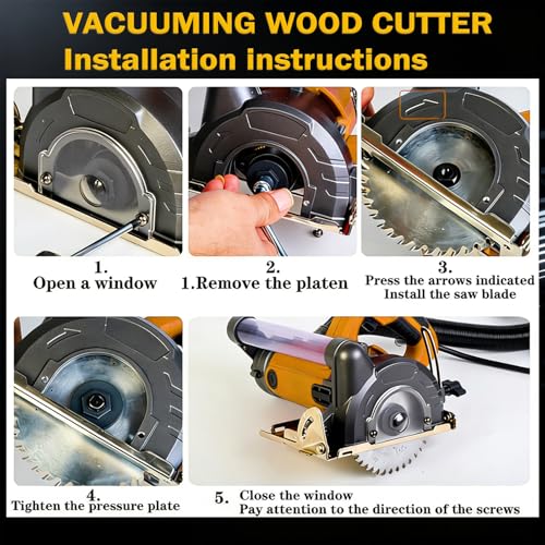 Mini Circular Saw Corded,4"&5" Electric Wood Saw with Vacuum Dust Bag,0-45° Cutting Bevel, Max Cutting Depth 1.6"(90°), 1.28"(45°) for Wood,Soft Metal,Tile,Plastic Cutting 001