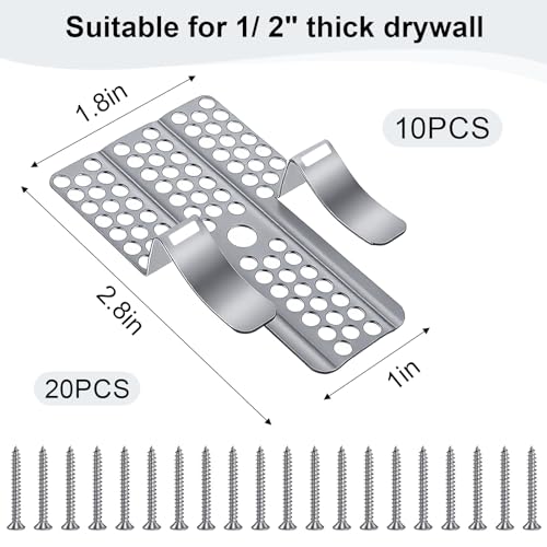 10 Pack 1/2 Inch Drywall Repair Clips, Wall Fastener Clips Stainless Steel