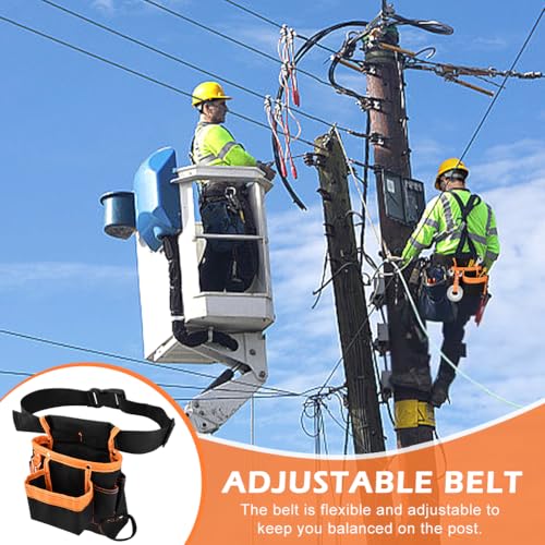 Tool Belts 8 Pockets, Tool Pouch Heavy Duty Tool Belts for Men Tool Belt Bag Adjustable Tool Pouch Belt with Belt Clip Utility Belt Pouch for Electrician, Carpenter, Construction