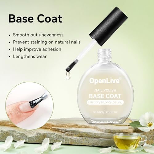OpenLive Base and Top Coat Nail Polish, 16.5ml Large Volume - color: BT