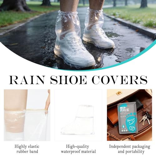 20 Pcs Individually Packaged Rain Shoe Covers, Clear Disposable Plastic Shoe Covers for Rain for Adults, Portable & Wear-Resistant for Rain Snow Disney (Adults, M 20Pcs) - size: Adults M 20Pcs