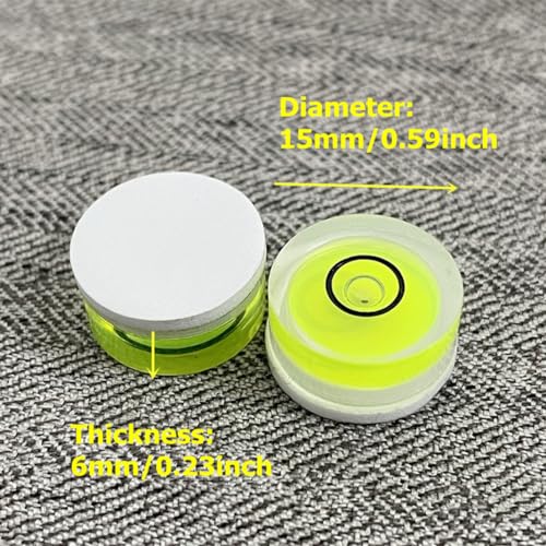 5Pcs Small Circular Bubble Levels with Double Sided Adhesive Bottom Mini Little Stick-on Bubble Spirit Level Measuring Layout Tools Levels (15x6mm) - size: 15x6mm