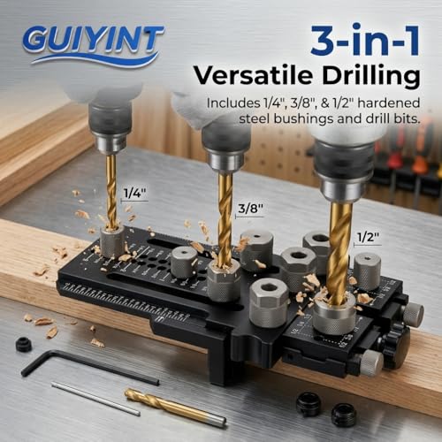 Tool Dowel Jig Kit Self Centering Doweling Jig Woodworking Joinery | Replacement for premium rigs. Drill 1/4, 3/8 and 1/2 Inch Accurate Straight Dowel Holes with our master guide framework.