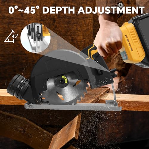 Cordless Mini Circular Saw for Dewalt 20v Battery, 4" Brushless Power Circular Saws, 12000RPM Small Circular Saw，2 Blade, Cutting Depth 0.8"(20mm) for Metal, Wood, Plastic(No battery)