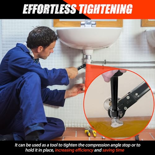 Plumbing Tools, Angle Stop Wrench Kit, Plumbing Wrench. New Compression Angle Stop and Removing the Compression Ring Professional Plumbing Toolset For Easy Angle Stop And Supply Nut Installation - color: Black, Angle on Stop Wrench Kit