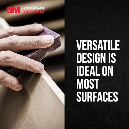 3M Pro Grade Precision 2.5 in. x 4.5 in. x 1 in. 180 Grit Medium 3-in-1 Sanding Sponge - 1 Each - size: 2.5 in x 4.5 in x 1 in - 1 Sponge, style: 180 Grit Medium