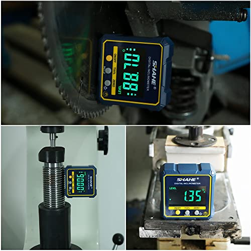 SHAHE Digital Angle Gauge Magnetic Protractor Inclinometer Level Angle Finder Angle Cube Level Box with Magnetic Base and Backlight