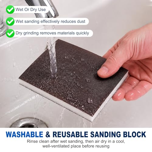 8Pcs 150Grit Double-Sided Sanding Sponges, Washable & Reusable - size: 150Grit