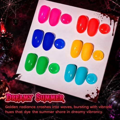 Beetles Halloween Gel Nail Polish Set, 6 Colors Fall Gel Nail Polish Set - color: Dreamy Summer
