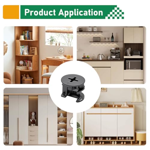 120 Pcs Cam Locks for Furniture Connecting Fittings, 3 in 1 Cam Connector Bolt Fittings Fasteners Hardware Parts for Drawer Dresser Cabinet（Black - size: 120pcs-black