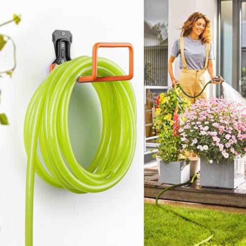 Hose Holder Stand Wall Mount, 2Pcs Heavy Duty Garden Hose Hanger Reel - color: Orange