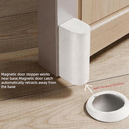 PANALI Magnetic Door Stopper, Door Stop Floor Mount, 1Pack, White - color: White
