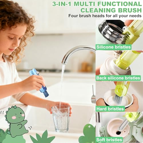 3 in 1 Cup Lid Gap Cleaning Brush, Portable Water Bottle Brush, Multifunctional Bottle Cleaner Brush Set for Tight Spaces, Bottle Gaps, Straws, Tumblers, Travel Mug Caps(3 PCS) - color: Blue, Orange, Green(3pcs)