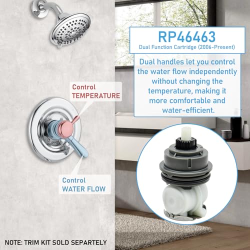 RP46463 Shower Cartridge for Delta Monitor 17 Series, Dual Function Bath Tub and Shower Faucet Valve, Includes RP46073 Seat and Spring Adapter(2006–Present) - style: RP46463