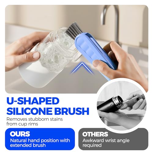 Holikme 6 Pack 4 in 1 Cup Lid Cleaning Brush 3 Straws Bottle Brush,Carrot - color: Blue & Yellow & Red