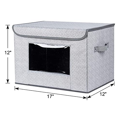 Univivi Fabric Closet Storage Bins with Lids for Shelves 4 Pack, Gray - color: Gray