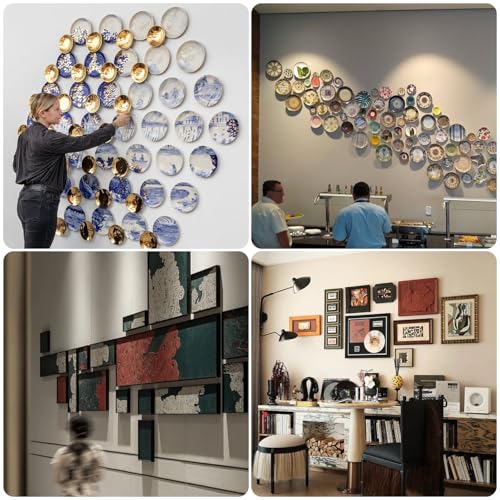 Bilillo 20 Pack Plate Hangers for The Wall, Invisible Adhesive Plate Hangers for Display, Premium Adhesive Picture Hangers for Plates, Photo Frames, Paintings & Wall Decor, 2.2 x 2.2 Inch - style: 20 Pack D-Shaped