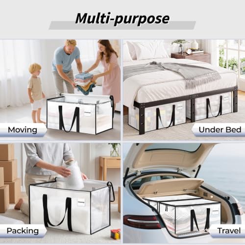 16 Pack Extra Large Clothes Storage Bins with Lids, Moving Bags, Clear - color: Clear, size: 16 Pack