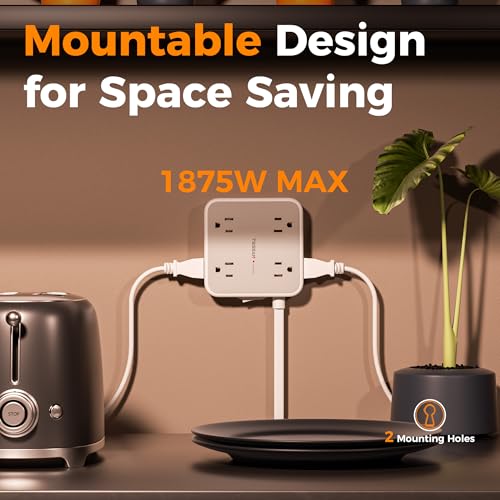 TESSAN Surge Protector Power Strip with 900J Surge Protection, 5 Ft, Grey - color: Grey with 3 USB C, size: 5 feet