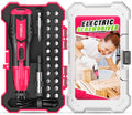 DIYSELF Electric Screwdriver, Cordless Power Screwdriver Set, 28-Piece,Pink - color: Pink