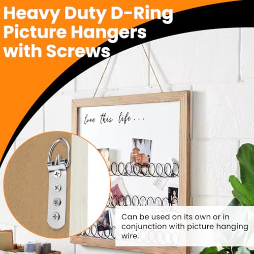 Aifeier ET 12pcs D Ring Picture Hangers, Extra Large 4-Hole with 48 Screws