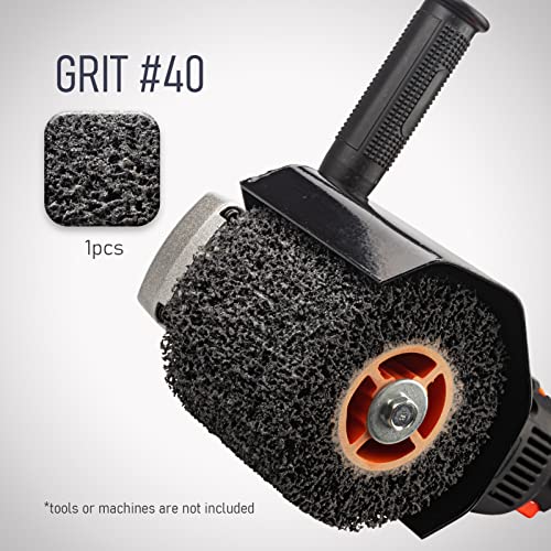 Black Cleaner Flap Wheels, Strip Drum, 110x100mm, 4 inch, for Pickling, Removing Rust, Paints, enamels, oxidations. for Burnishing Polishing Machine (40 GRIT) - style: Strip Drum #40