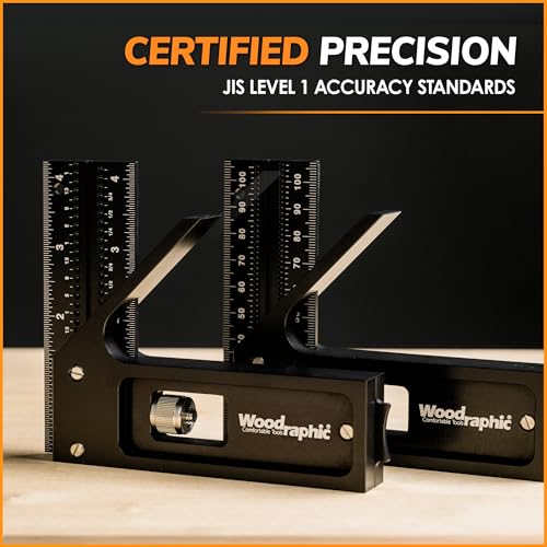 Large Combination Square for Woodworking – 300mm Triangle Ruler with Side Scale | CNC-Machined Aluminum Precision Layout Tool | 90 Degree Right Angle Framing & Marking Square - size: 300mm